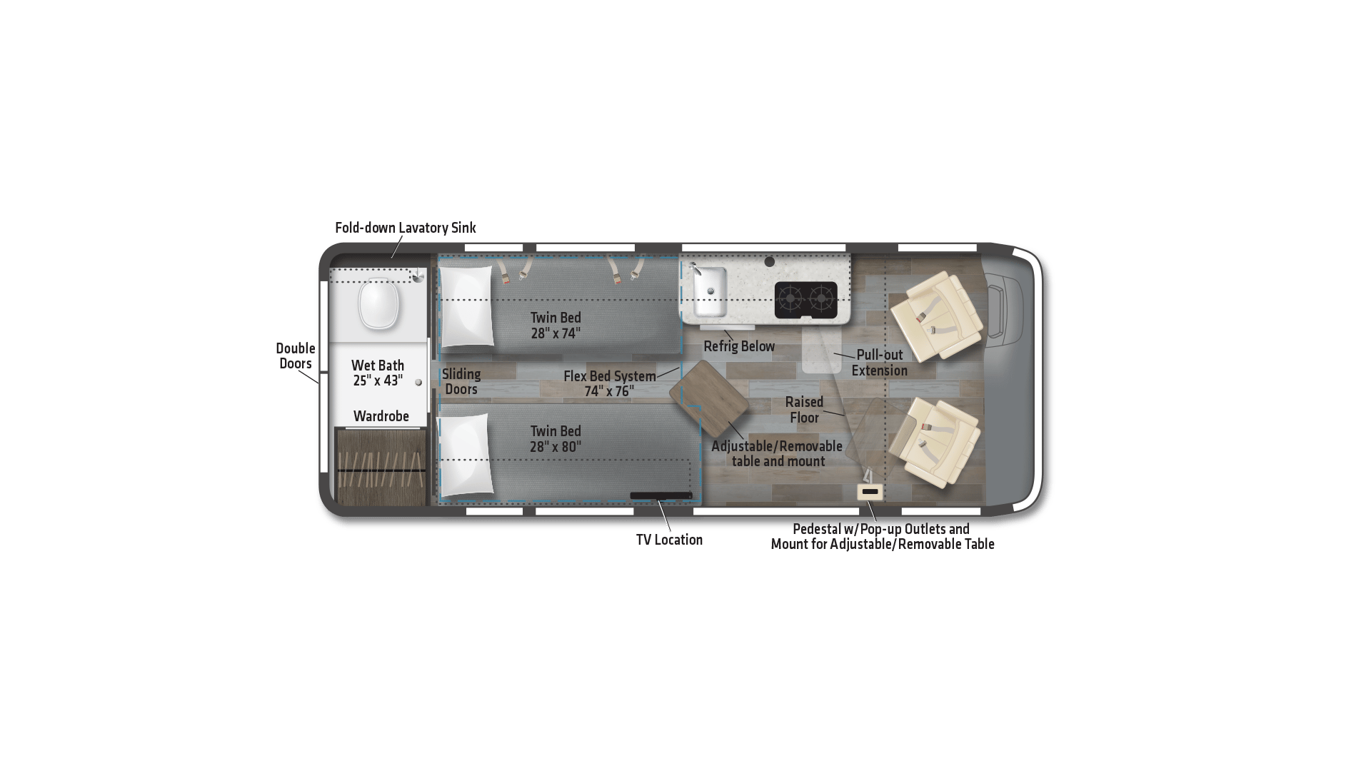 Winnebago Travato 59K floorplan