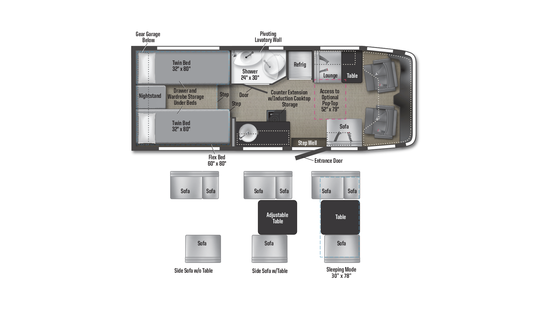 Winnebago EKKO Sprinter 23B floorplan