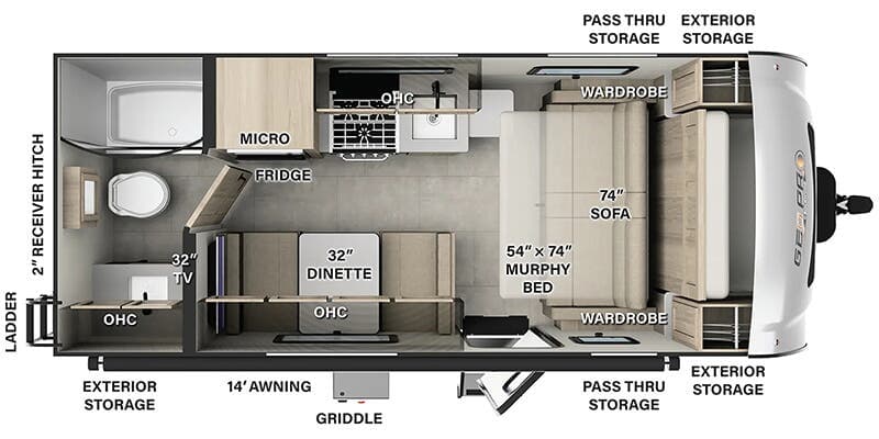 Forest River Rockwood Geo Pro G19FD floorplan