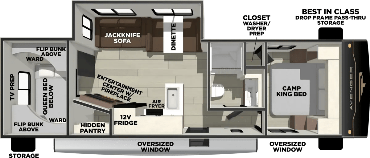 Forest River Avenger 28QBS floorplan